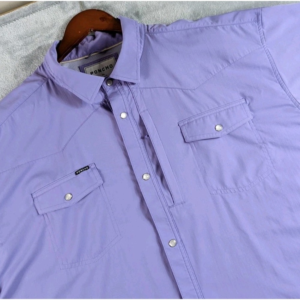 Poncho Shirt Mens 3XL Purple Short Sleeve Pearl Snap Regular Fit Fishing Outdoor